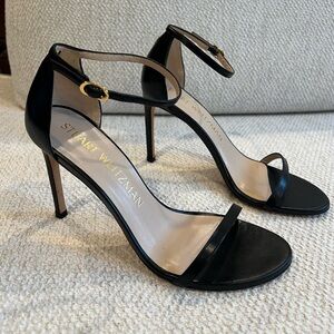 STUART WEITZMAN NUDISTSONG STRAP SANDAL SIZE 8.5 black